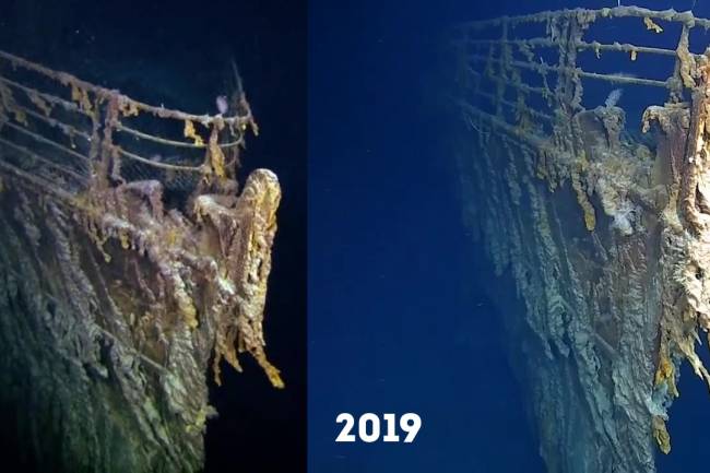 Форштевень "Титаника" 2010 и 2019 годы (сравнение)